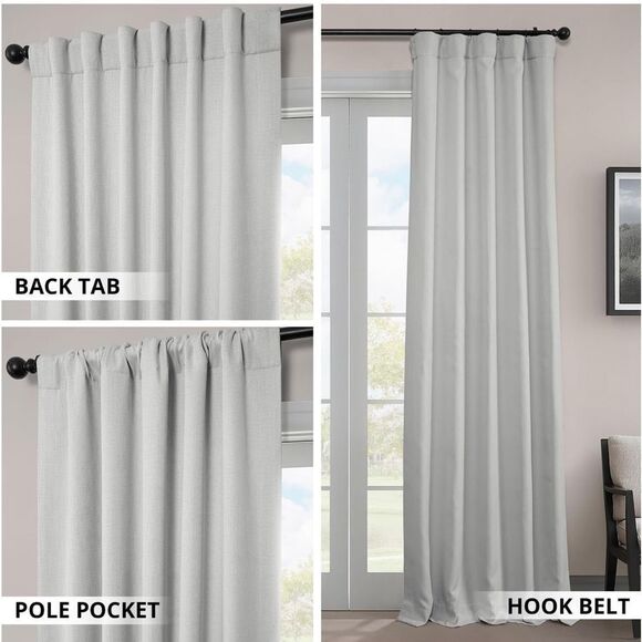 HPD Half Price Drapes Faux Linen Textured Room Darkening Curtains 96” 1 panel - Picture 6 of 11